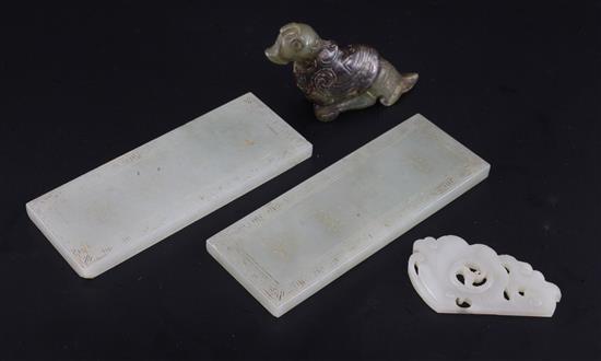 A group of four Chinese jades, 19th century or earlier, length 7cm